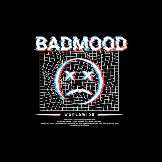 Vetor projeto de escrita badmood, adequado para serigrafia de camisetas, roupas, jaquetas e outros