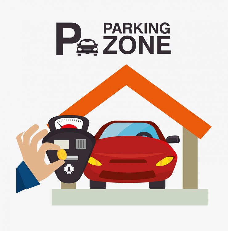 Vetor projeto de estacionamento ou zona de estacionamento