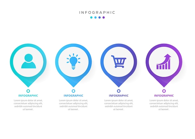 Vetor projeto de etiqueta infográfico com ícones e 4 opções ou etapas de infográficos para o conceito de negócio