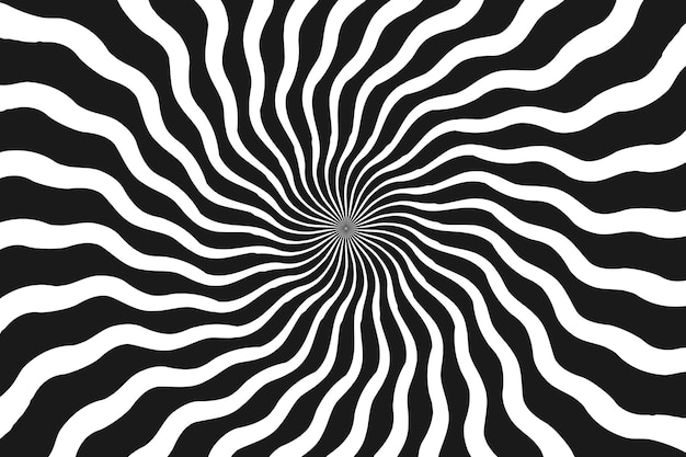 Projeto de fundo abstrato de ilusão de ótica branco e preto vector fundo de sunburst