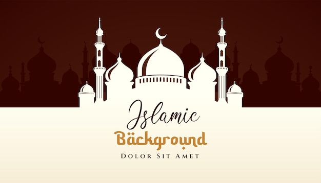 Projeto de fundo islâmico com ilustração de silhueta de mesquita. pode ser usado para cartão de cumprimentos, pano de fundo ou banner.