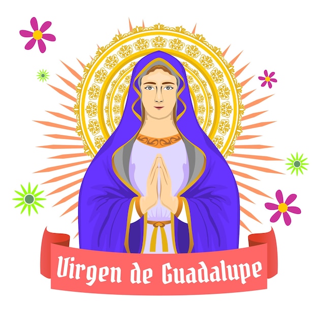 Vetor projeto de ilustração de arte vetorial virgen de guadalupe