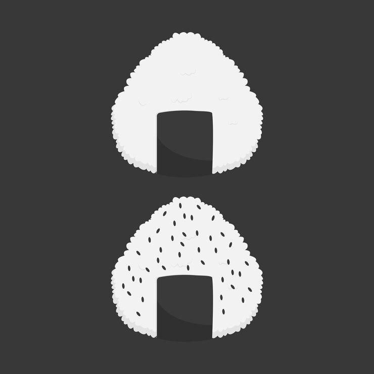 Vetor projeto de ilustração de comida de arroz onigiri