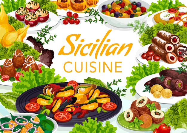 Vetor projeto de ilustração de cozinha siciliana