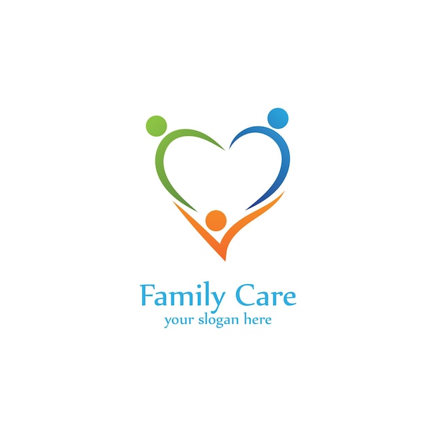 Projeto de ilustração de ícone de amor de cuidado familiar modelo
