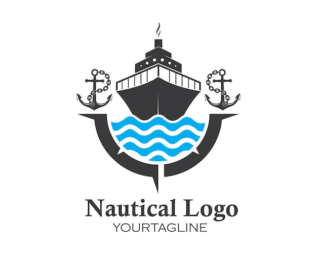 Projeto de ilustração de ícone de vetor de modelo de logotipo de navio de cruzeiro