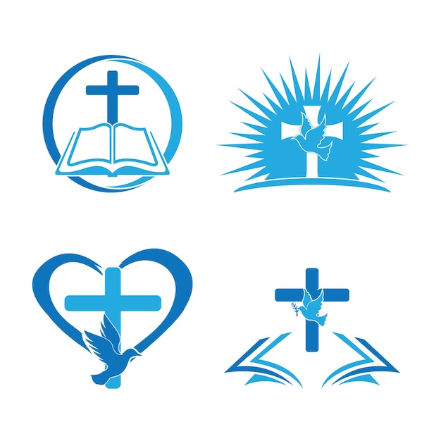 Vetor projeto de ilustração de ícone vetorial de modelo de logotipo de igreja