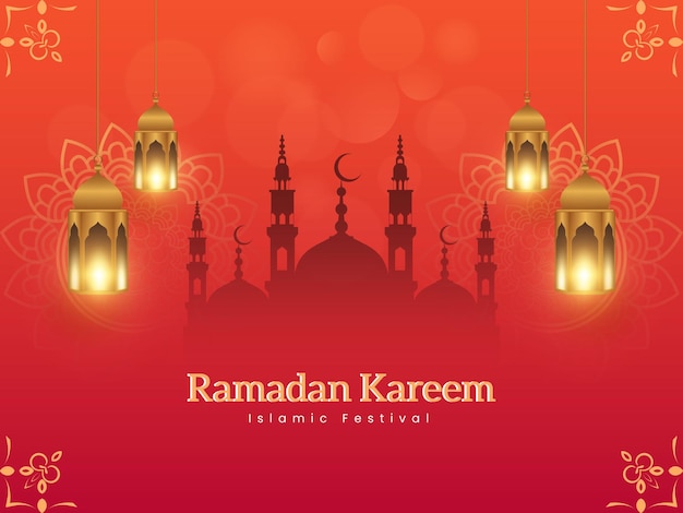 Projeto de ilustração de Ramadan Kareem de mídia social islâmica.