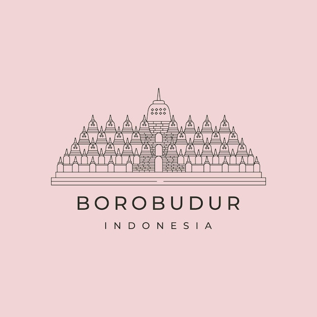 Projeto de ilustração de símbolo de logotipo de arte vetorial do templo de borobudur