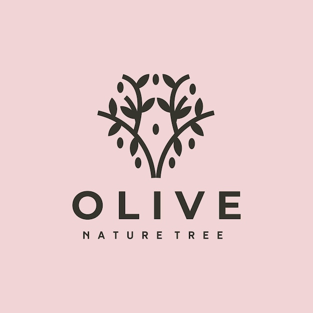 Projeto de ilustração de símbolo de vetor de logotipo abstrato de oliveira