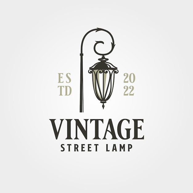 Vetor projeto de ilustração de símbolo de vetor de logotipo vintage de lâmpada de rua