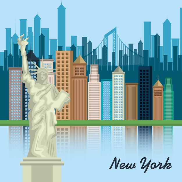 Projeto de ilustração de vetor de paisagem urbana de cidade de nova york