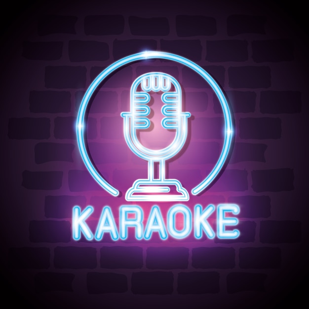 Projeto de ilustração de vetor de rótulo de néon de bar de karaoke