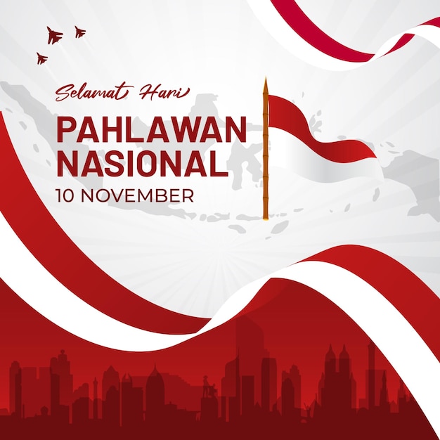 Projeto de ilustração do dia dos heróis nacionais da Indonésia Hari Pahlawan Nasional Indonésia 10 de novembro