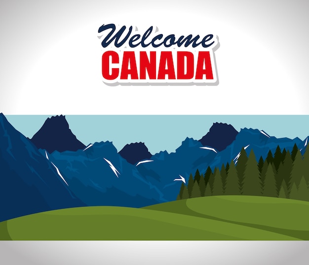 Projeto de ilustração do vetor de ícone de cena de paisagem canadense