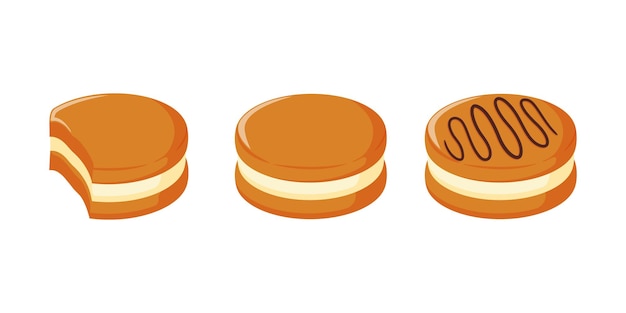Projeto de ilustração doce macaron com cobertura de baunilha