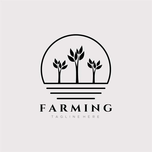 Projeto de ilustração em vetor logotipo três árvores agrícolas