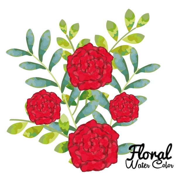 Projeto de ilustração floral vetor de decoração de cor de água