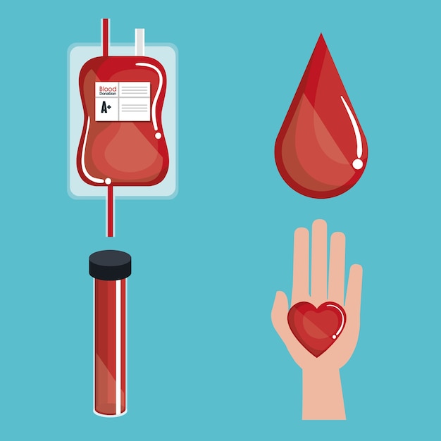 Vetor projeto de ilustração médica do vetor de ícone de doação de sangue