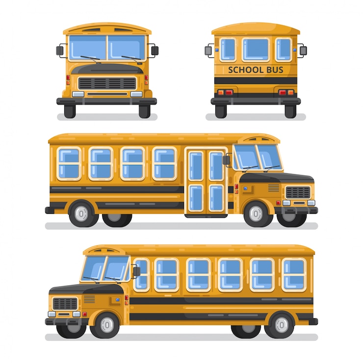 Vetor projeto de ilustração plana de ônibus escolar