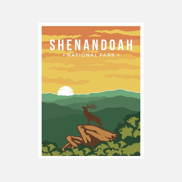 Vetor projeto de ilustração vetorial de cartaz do parque nacional shenandoah