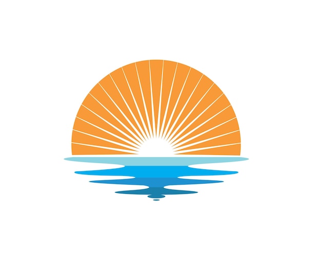 Projeto de ilustração vetorial de ícone de logotipo de sol de onda