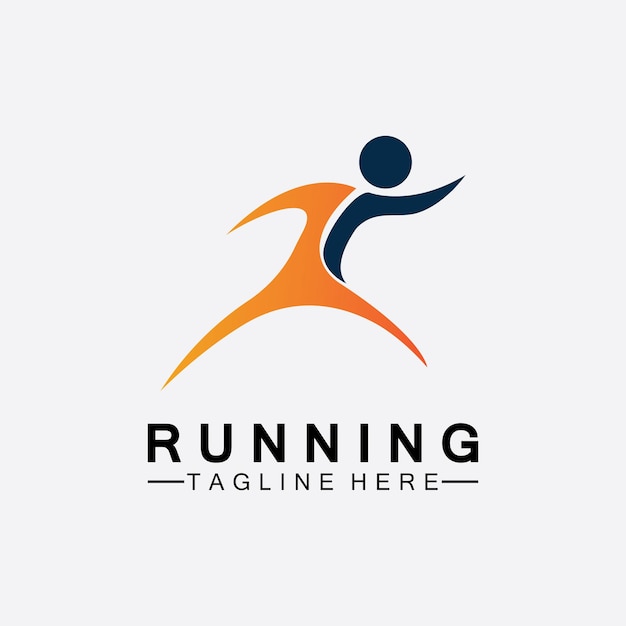 Projeto de ilustração vetorial de símbolo de logotipo de pessoas correndo. atletas de maratona de corrida saudáveis. logotipo de vetor de corrida