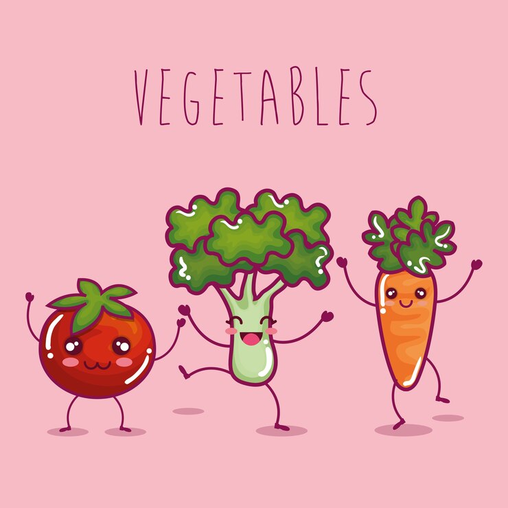 Vetor projeto de ilustração vetorial engraçado caráter vegetal fresco
