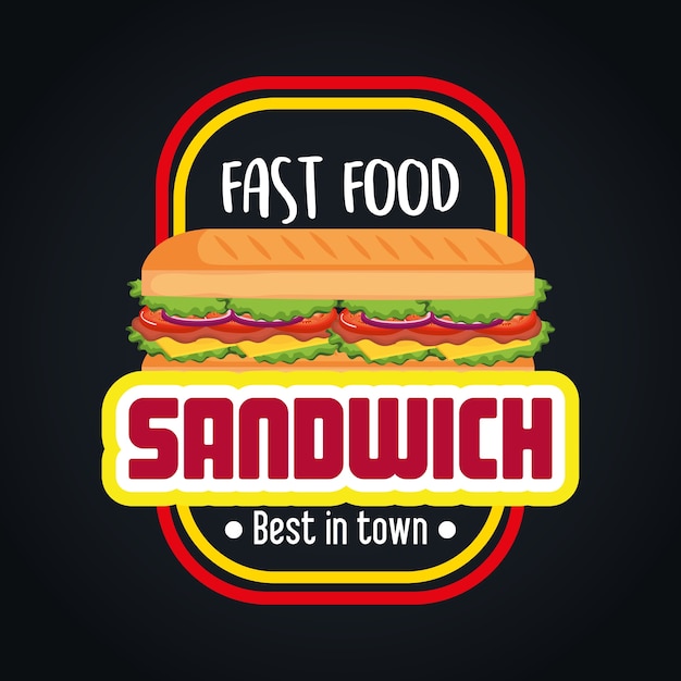 Vetor projeto de ilustração vetorial sanduíche delicioso fast-food