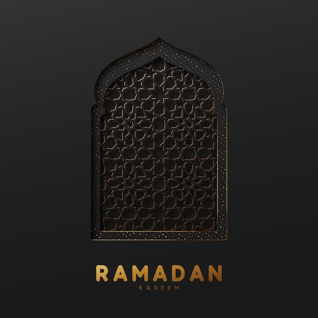 Projeto de janela árabe. cartão de ramadã kareem. ilustração vetorial