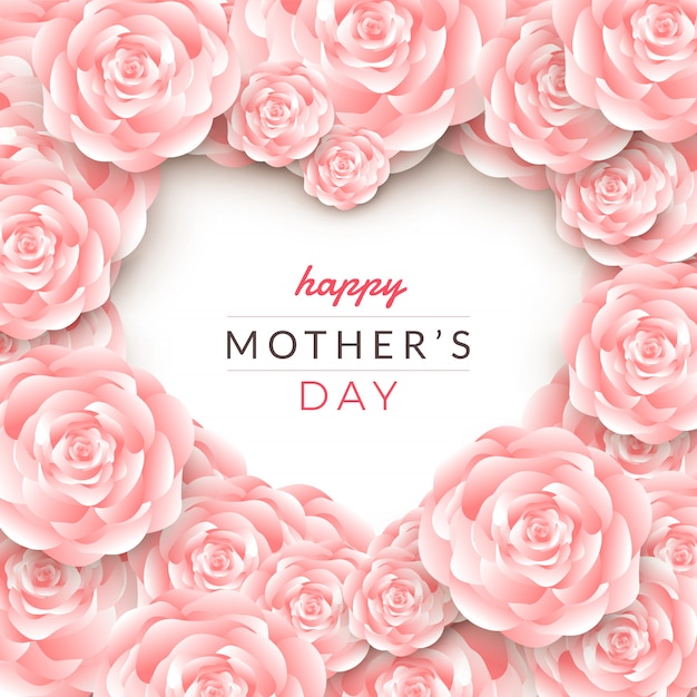 Projeto de layout de cartão de feliz dia das mães com rosas