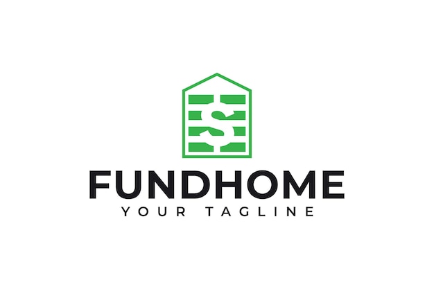 Projeto de logotipo de casa de fundo de dinheiro para negócios de empresas de economia financeira