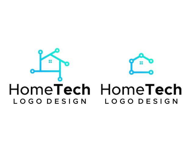 Vetor projeto de logotipo de conexão imobiliária e tecnológica