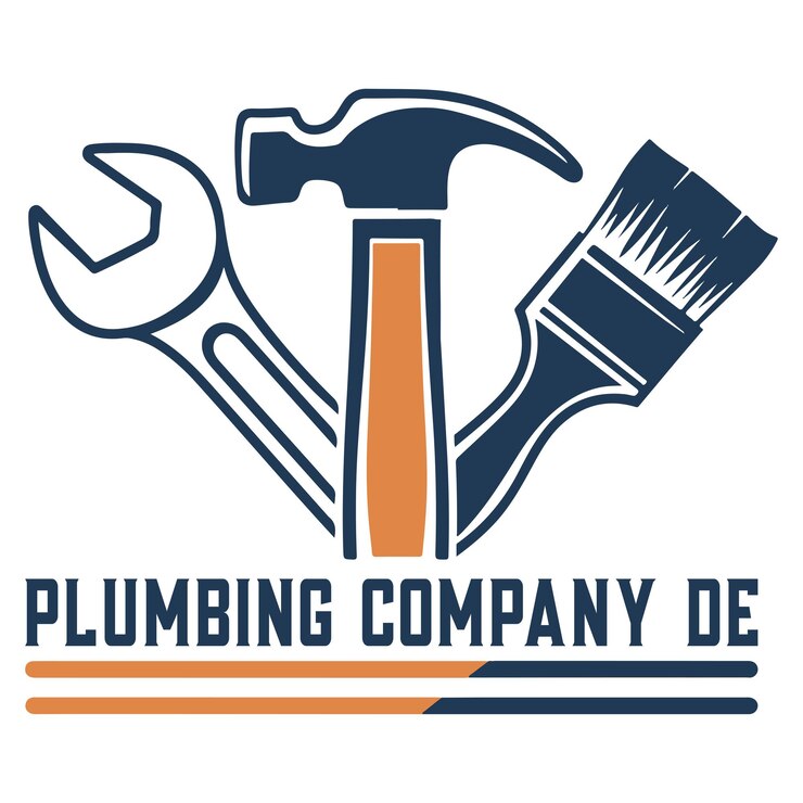 Vetor projeto de logotipo de encanamento um fundo branco com uma imagem de um martelo e um martelo