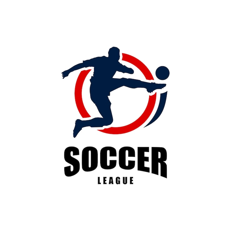 Vetor projeto de logotipo de jogador de futebol de silhueta