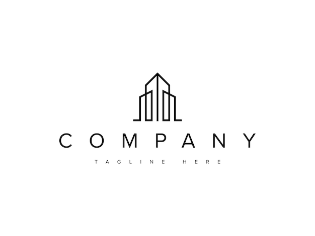 projeto de logotipo de linha de escritório de edifício mínimo