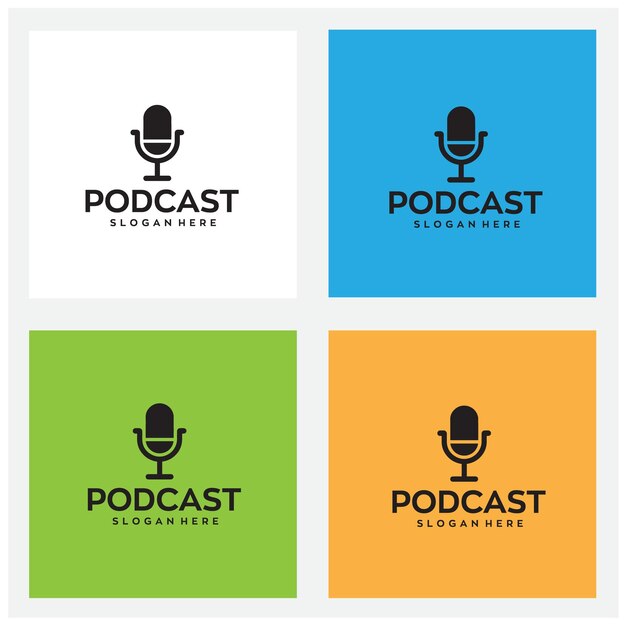 Vetor projeto de logotipo de podcast com arquivo vetorial editável