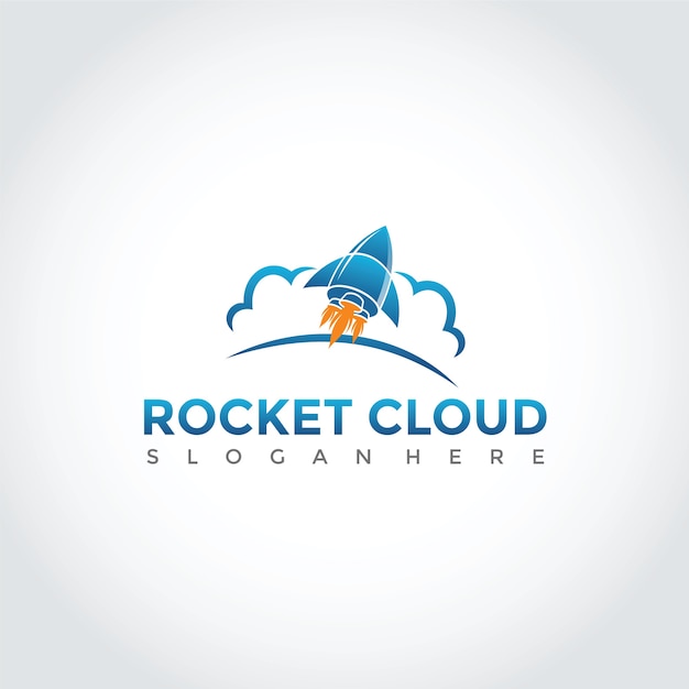 Projeto de logotipo de rocket e cloud