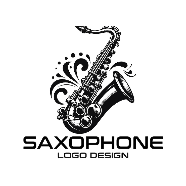 Vetor projeto de logotipo vetorial de saxofone