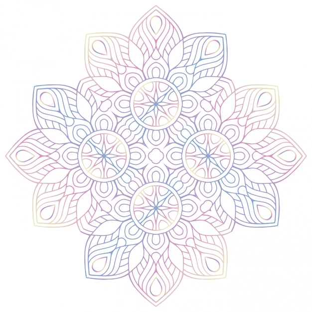 Projeto de mandala decorativa colorida. desenho de linha