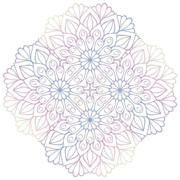 Projeto de mandala decorativa colorida. Desenho de linha