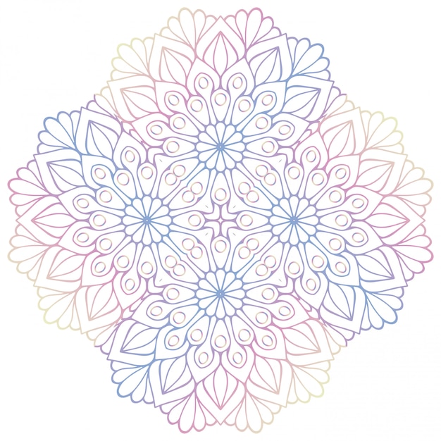 Projeto de mandala decorativa colorida. desenho de linha