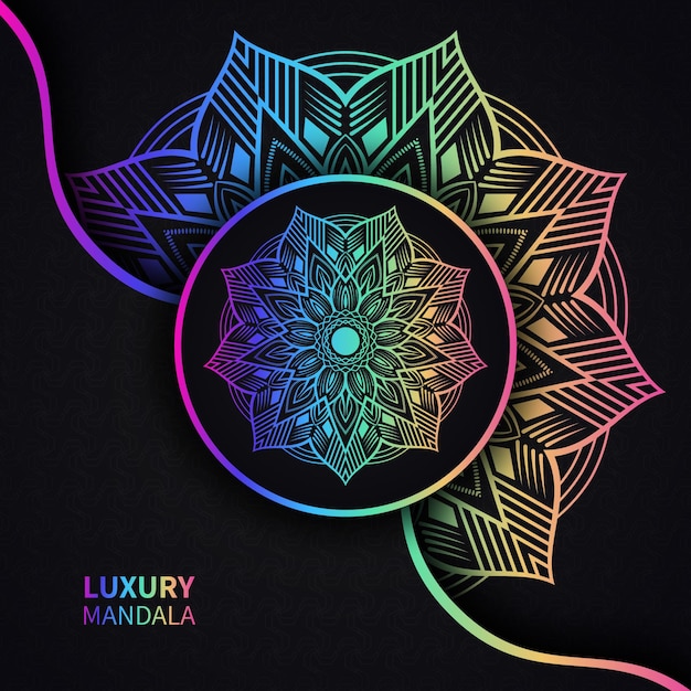 Projeto de mandala ornamental islâmica de luxo para casamento com fundo colorido