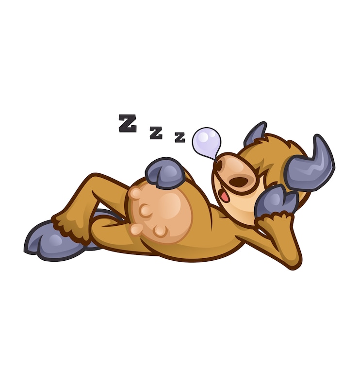 Vetor projeto de mascote de boi preguiçoso