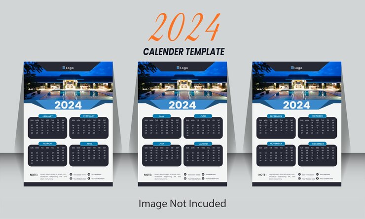 Vetor projeto de modelo de calendário de mesa e de parede de 2024