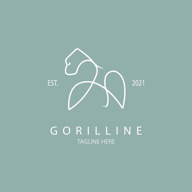 Projeto de modelo de estilo de linha de ícone de logotipo gorilla para marca ou empresa e outros