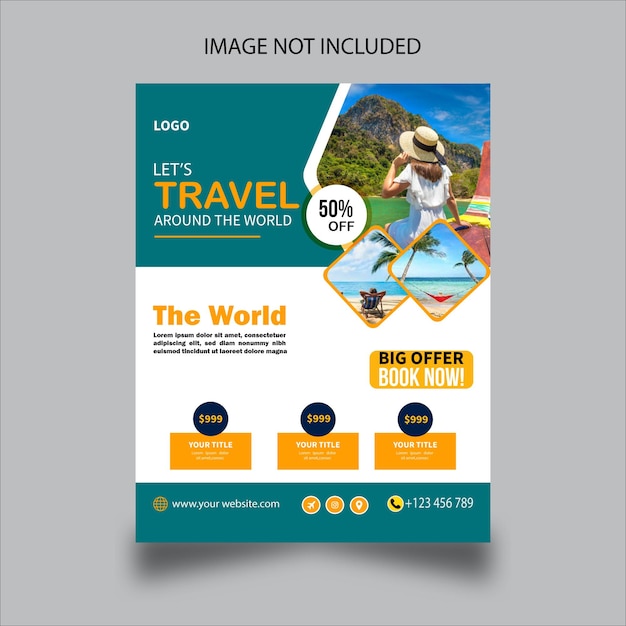 Projeto de modelo de folheto de viagem vetorial e cartaz de agência de viagens
