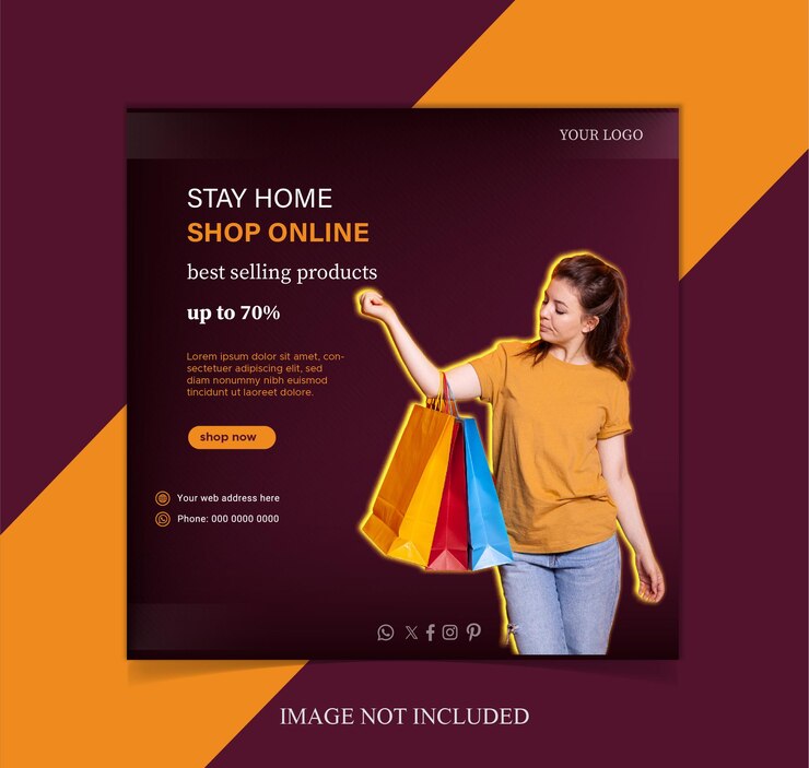 Vetor projeto de modelo de panfleto de compras on-line profissional