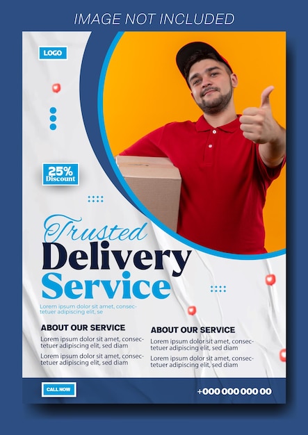 Projeto de modelo de panfleto de promoção de serviços de entrega