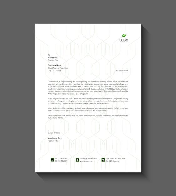 projeto de modelo de papel de carta de negócios moderno vetorial